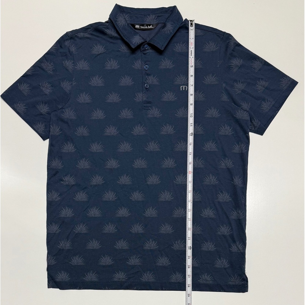 TravisMathew Mens Navy Blue Agave Print Pima Cotton Blend‎ Polo Shirt Size Large